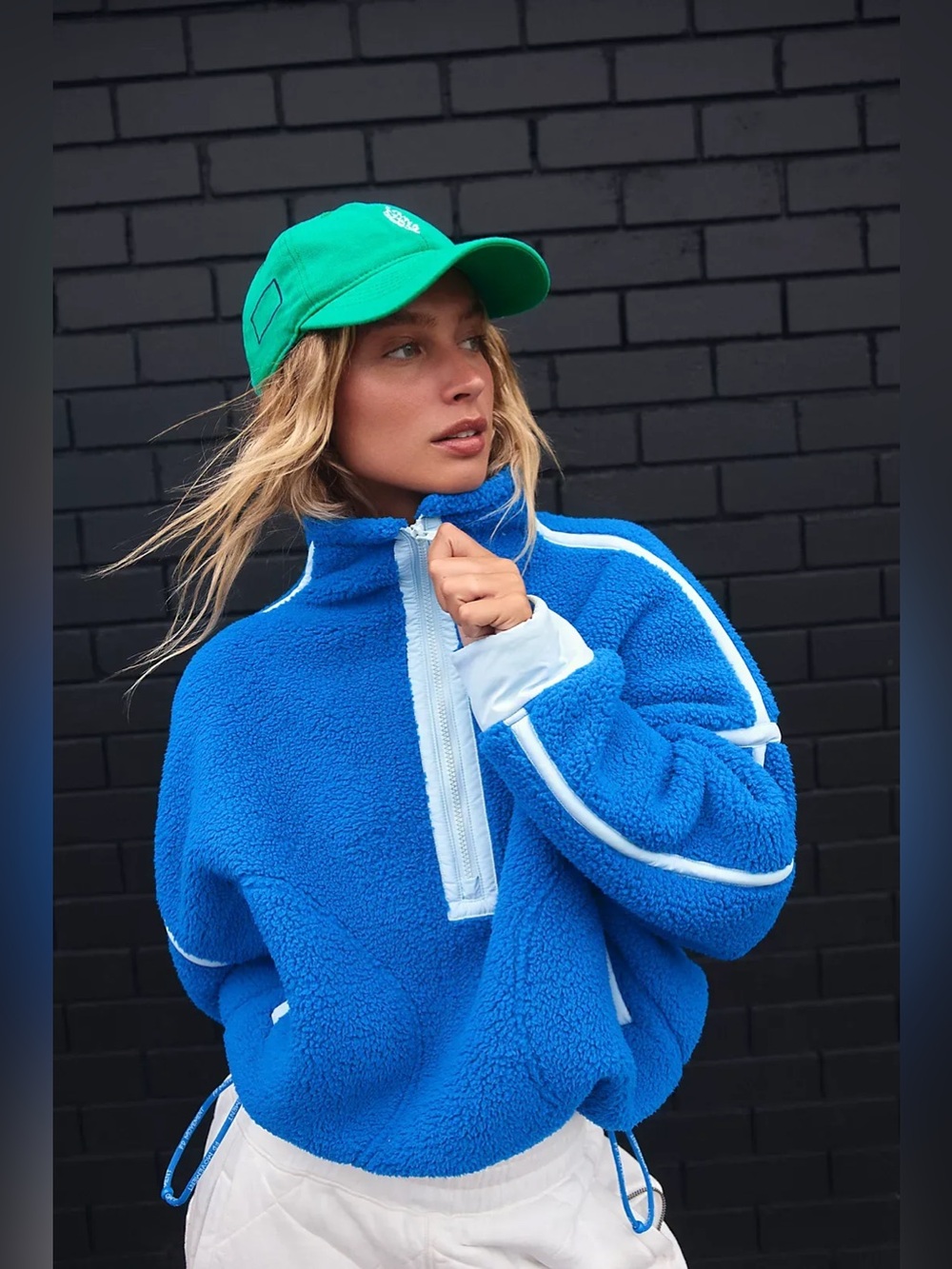 Free People Movment Blue Mountain High 1/2 Zip Fleece Jacket Size Medium